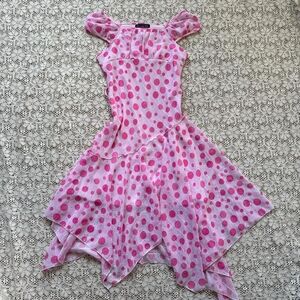 Chic Pink Polka Dot Casual Dress